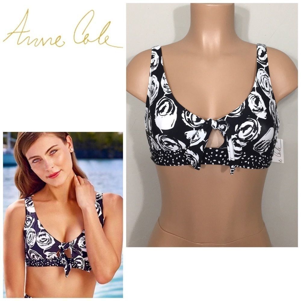 Anne Cole retro floral bikini top. NWT